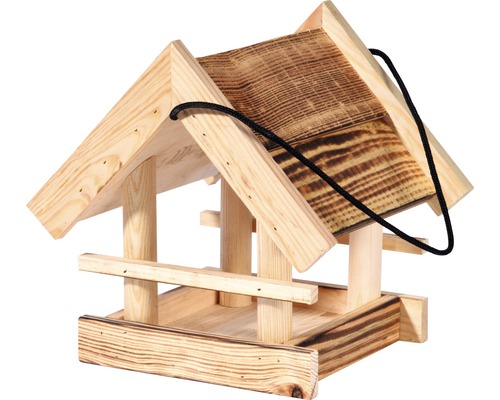 Houten vogelhuis met ophangkoord