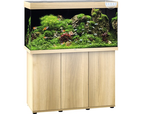 Aquarium met onderkast, beplant en gevuld met vissen