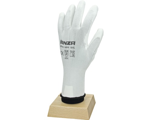 Anza beschermende handschoen in maat 10/XL op een houten standaard