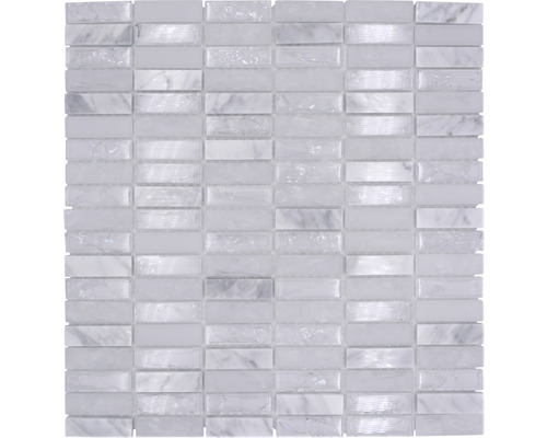 Mozaïektegel glas Chrystal XIC S1211 wit craquelé/gebroken glas 32,2x31 cm