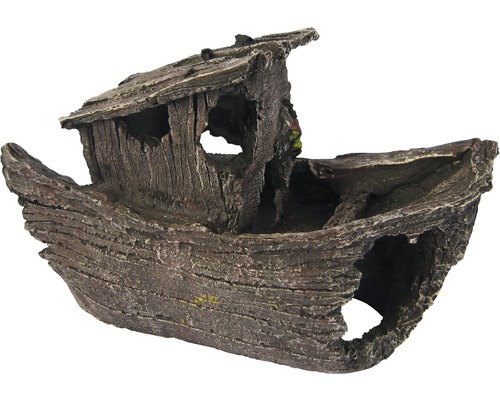 ORBIT Aquariumdecoratie Vissersbootje bruin 19 cm Decoratieve scheepswrak van kunsthars voor aquaria
