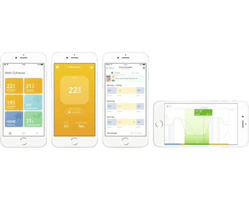Verschillende smartphone screenshots van de Smart Home app