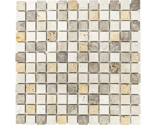 Mozaïektegel natuursteen XNT 46380 travertin 30,5x30,5 cm Mozaïektegel van travertin met vierkante stenen