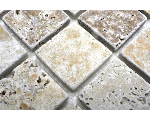 Travertijn mozaïektegel in ruitvorm