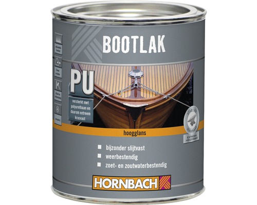HORNBACH Bootlak alkyd hoogglans transparant 750 ml Bootlak in blik met polyurethaan voor een extreem krasvaste en hoogglanzende bescherming