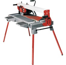 Een tegelsnijder met een diamantwiel en een werktafel met poten.