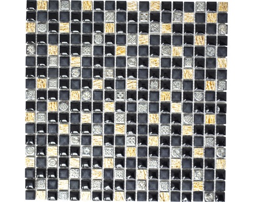 Mozaïektegel natuursteen zwart/koper 30x30 cm