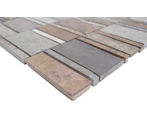 Mozaïektegel van natuursteen en metaal