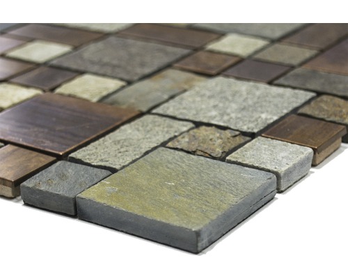 Mozaïektegel van steen en metaal