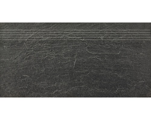 Wand- en vloertegel Cliff zwart trede 30x60 cm