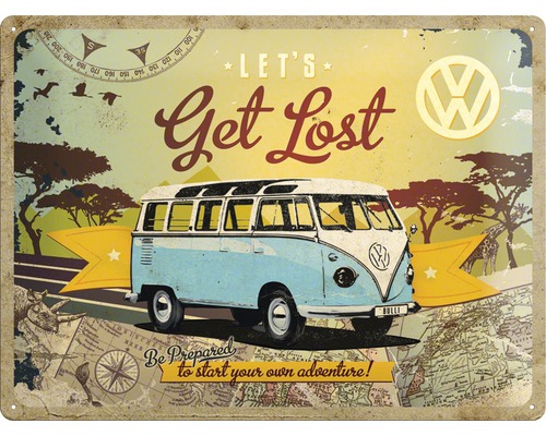 NOSTALGIC-ART Metalen bord VW Bulli - Get Lost 30x40 cm