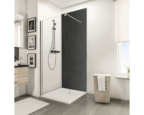 SCHULTE Douche achterwand 150x255 cm antraciet Moderne badkamer met inloopdouche, douchearmatuur en wastafel