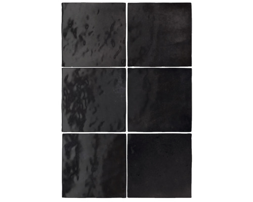 Zes donkere vierkante tegels voor wand en vloer