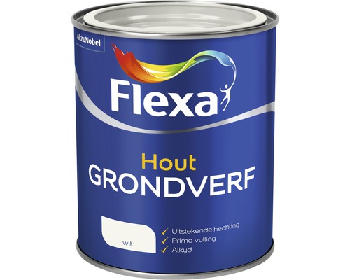 FLEXA Grondverf hout alkyd wit 750 ml
