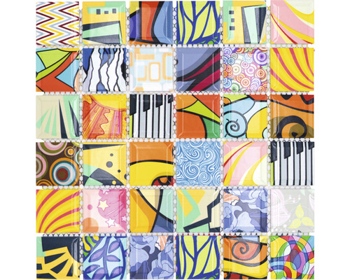 Mozaïektegel keramisch Art square mix 29,1x29,1 cm Mozaïektegels met abstract patroon