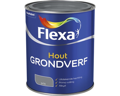 FLEXA Grondverf hout alkyd grijs 750 ml