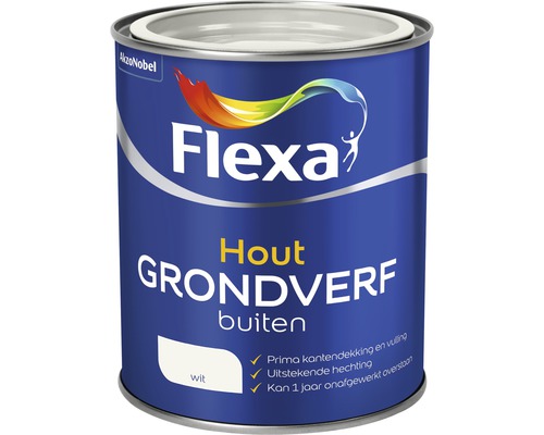 FLEXA Grondverf hout buiten alkyd wit 750 ml