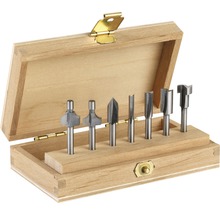Frezenset in houten kist met zeven frezen