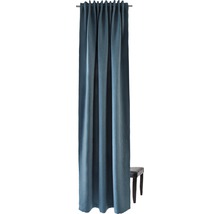 Blauw paneelgordijn voor het raam
