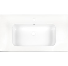 Badkamermeubelset Porto 90 cm kunststeen wastafel incl. spiegel met verlichting natuur eiken-thumb-1