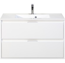 Badkamermeubel Porto 90 cm kunststeen wastafel wit hoogglans-thumb-0