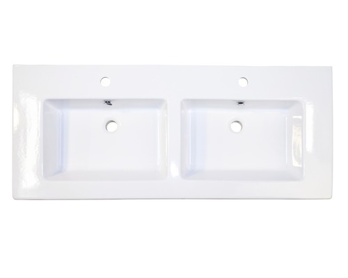 Dubbele wastafel van keramiek met twee waskommen