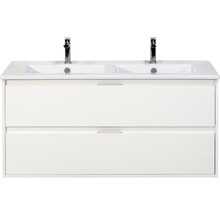 SANOX Badkamermeubelset twee laden Porto met dubbele keramische wastafel 121 cm wit