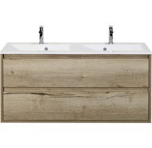 Wastafelonderkast met twee waskommen en houtlook