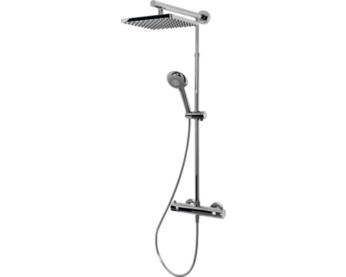SCHULTE Regendoucheset Douchemaster Rain vierkant incl. thermostaatkraan chroom Douchesysteem met hoofd- en handdouche
