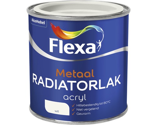 FLEXA Radiatorlak acryl wit 250 ml Flexa radiatorlak voor metaal in verpakking