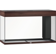 Leeg aquarium met houten rand en intern filter