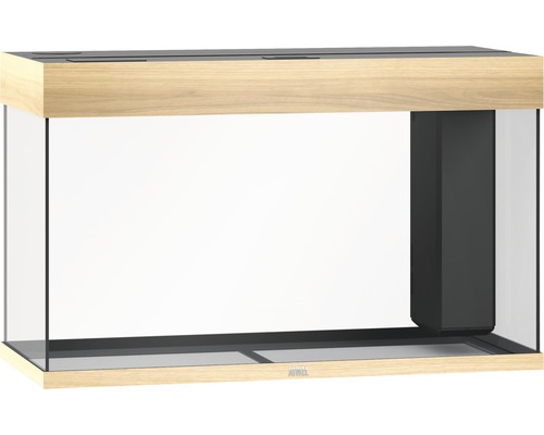 Leeg aquarium met houten frame en ingebouwde filter