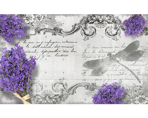 Fotobehang vlies Lavendel libelle 312x219 cm