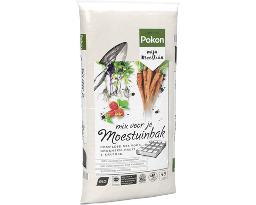 Pokon potgrond voor groenten, fruit en kruiden in een zak van 45 liter