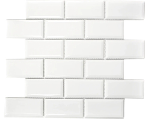 Mozaïektegel keramisch CG M07W metro uni wit 29,56x29,1 cm Witte mozaïektegel in rechthoekig formaat