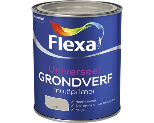FLEXA Grondverf universeel multiprimer grijs 750 ml Flexa Universele grondverf multiprimer in verfemmer