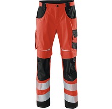 Oranje werkbroek met reflecterende strepen voor betere zichtbaarheid