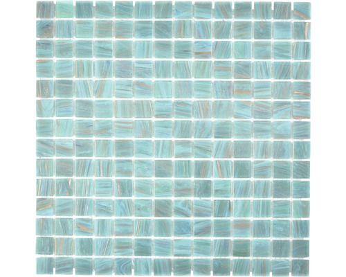 Mozaïektegel glas GMGS454749 turkoois 30x30 cm Mozaïektegel met vierkante, glanzende elementen