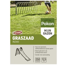 Pokon gazonzadenpakket met scène van een jongen die voetbal speelt op gras