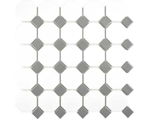 Mozaïektegel keramisch Octa G 469 wit mat/metaal 29,5x29,5 cm