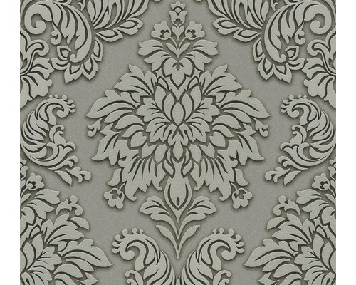 A.S. CRÉATION Vliesbehang 36898-1 Metropolitan Stories damast grijs Behang met bloemmotief