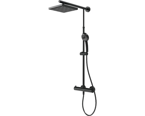 SCHULTE Regendoucheset Douchemaster Rain Ø25 cm vierkant incl. thermostaatkraan mat zwart