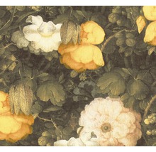 Detailopname van een bloemendecor met rozen en bladeren