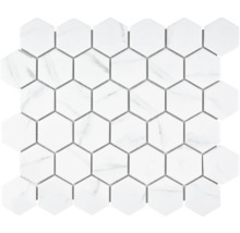 Mozaïektegel keramisch CIM HX5 CR hexagon carrara 32,5x28,1 cm-thumb-0
