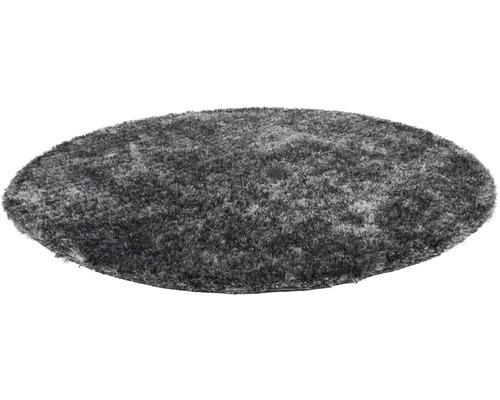 Rond, grijs hoogpolig tapijt