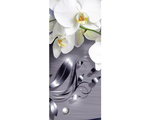 Deursticker Witte orchidee 91x211 cm