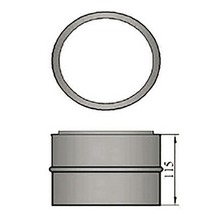 Afbeelding van een metalen buisverbinder met een hoogte van 115 millimeter.