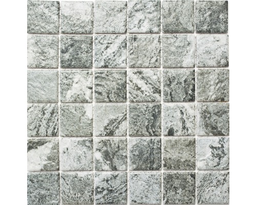 Mozaïektegel keramisch HWA 4GY grijs 30x30 cm Mozaïektegel van aardewerk met vierkante stenen