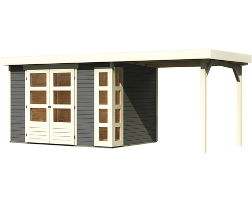 Tuinhuis met veranda en dubbele deur met ramen