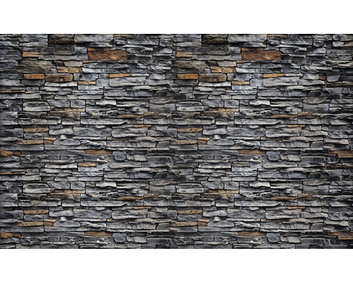 Fotobehang vlies Stenen muur grijs/bruin 312x219 cm